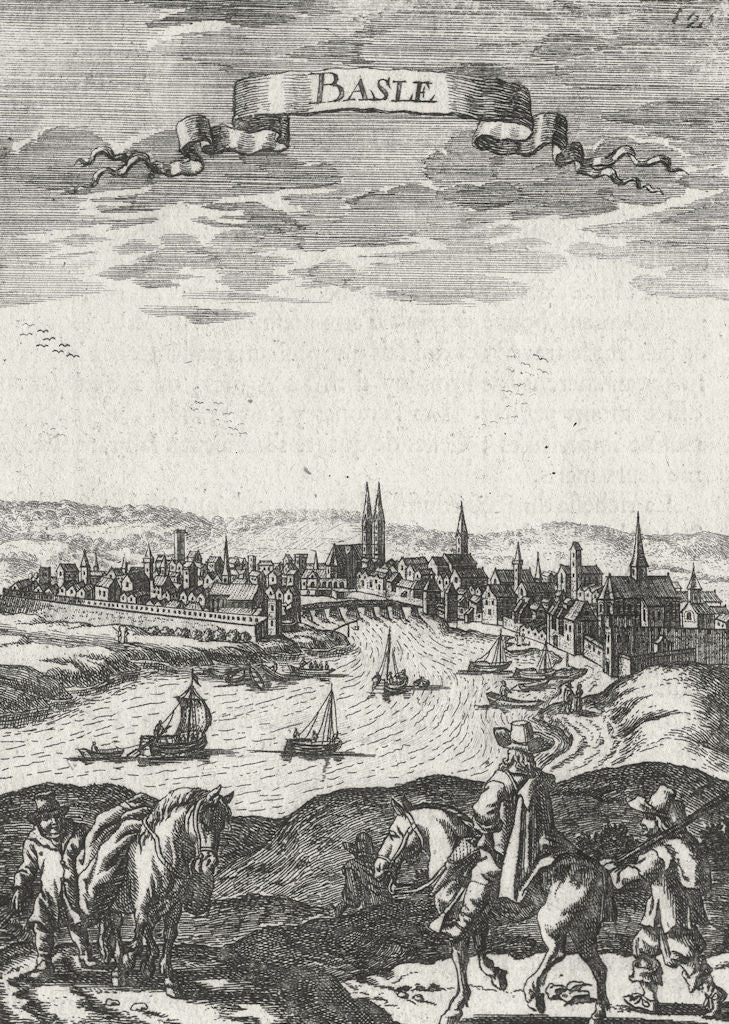 SWITZERLAND. De. Basel. Mallet boats 1683 old antique vintage print picture
